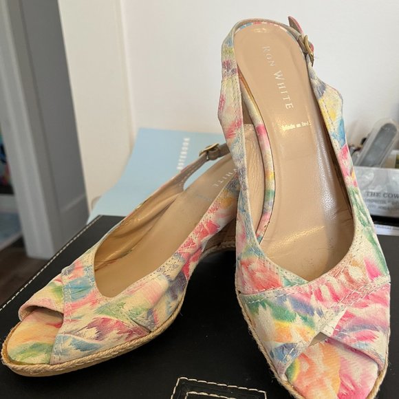 RON WHITE SUMMER WEDGE SLING BACKS WOMEN'S SIZE 8 1/2 (CANADIAN) - Picture 2 of 2